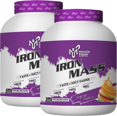 Muscle Power IRON MASS (TASTE + JUICY GAINER) GAIN MUSCLE AND WEIGHT FAST (PACK OF 2) Weight Gainers/Mass Gainers(2 kg, SMOOTHIE)