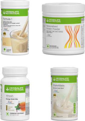 HERBALIFE Shake Vanilla Flavour, Afresh Tulsi Protein powder 200g.Shakemate Protein Shake(1.3 kg, F1-vanilla, Af-Tulsi,)
