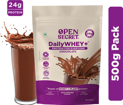 OPEN SECRET 0.5 kg India's 1st Whey+ Protein Powder - Complete Protein with Whey and Plant Protein Blends(500 g, Chocolate)