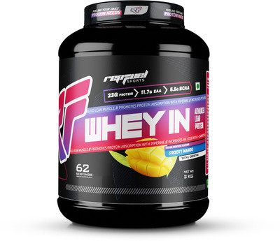 Repfuel Sports Protein Powder for Muscle Support & Recovery, Vegetarian - Primary Source Whey Protein(2 kg, Frooty Mango)