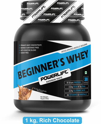 POWERLIFT Beginner's Whey Protein, With 26 vitamin & Mineral, Added Digezyme, High Protein Whey Protein(1 kg, Rich Chocolate)