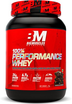 BIGMUSCLES NUTRITION Performance Whey Protein | 24g Isolate Whey Protein Blend | Enzyme Technology Whey Protein(1 kg, Chocolate Brownie)