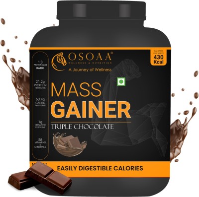 Osoaa Mass Gainer with high Calorie, Proteins for Weight/Mass Gain Powder/Supplement Weight Gainers/Mass Gainers(3 kg, Triple Chocolate)