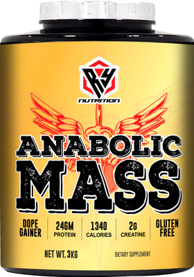 RY Nutrition Anabolic Mass Gainer For Bulk Mass Calories 1340 (Chocolate 6.6Lbs) Weight Gainers/Mass Gainers(3 kg, Chocolate)