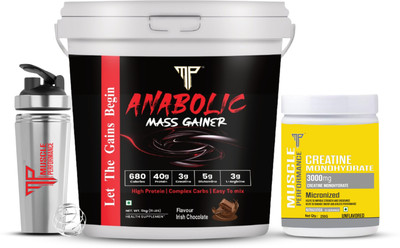 Muscle Performance Anabolic Mass Gainer Irish Chocolate(5kg)( 250g Creatine Powder & Steel Shaker) Weight Gainers/Mass Gainers(5 kg, Irish Chocolate)