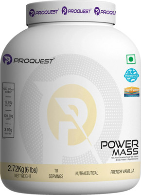 PROQUEST Power Mass Gainer with 17g Protein & 3g Creatine | High Protein High Calorie Weight Gainers/Mass Gainers(6 pounds, French Vanilla)