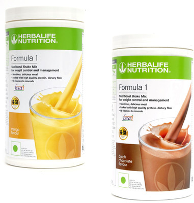 HERBALIFE Formula 1 Protein Shake Mango + Chocolate Caramel Plant-Based Protein(1000 g, Mango, Chocolate)