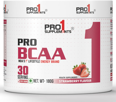 Pro1 Supplements PRO BCAA Supplement Energy Drink for Pre Workout for Men and Women BCAA(180 g, Strawberry)