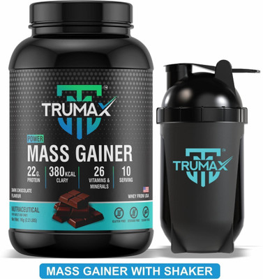 TRUMAX Power Mass Gainer 1.0kg with Shaker, Concentrate Protein Vitamins & Minerals Weight Gainers/Mass Gainers(1 kg, Dark Chocolate)