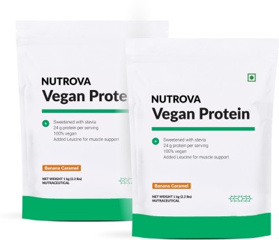 NUTROVA Vegan Protein Isolate with 24g Protein per Scoop for Muscle Building Plant-Based Protein(2000 g, Banana Caramel)