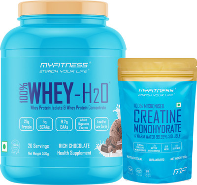 MYFITNESS Whey Protein Powder 500g + Creatine Monohydrate Powder 120g Combo Whey Protein(500 g, Rich Chocolate + 120g Creatine Unflavoured)