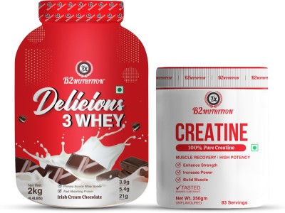 B2 Nutrition Delicious 3 Whey & Creatine Combo Pack Whey Protein(2250 kg, Chocolate)