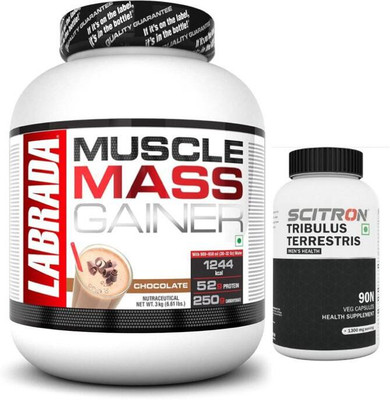 Labrada MUSCLE MASS GAINER 3KG (CHOCOLATE) WITH TRIBULUS Weight Gainers/Mass Gainers(3 kg, 100 g, CHOCOLATE, UNFLAVOURED)