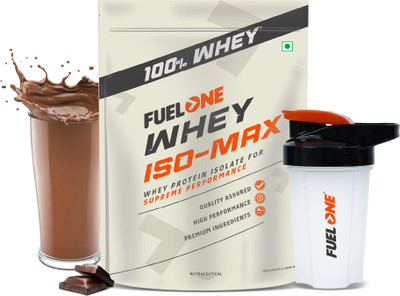 FUELONE Whey Iso-Max, Whey Protein Isolate, 28g Protein with Protein Shaker Whey Protein(1 kg, Chocolate)