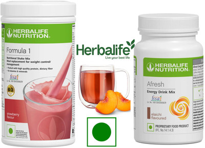 HERBALIFE Formula 1 Shake Mix 500g Afresh Energy Drink 50g Mix Protein Shake(550 g, Strawberry Elachi)