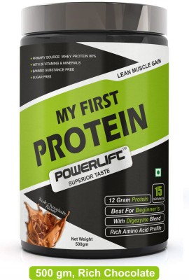 POWERLIFT My First Protein, Whey Protein With Multivitamin & Digezyme Whey Protein(500 g, Rich Chocolate)