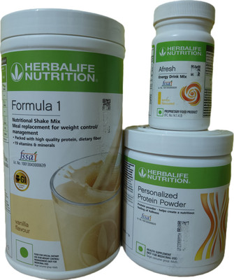 HERBALIFE WEIGHT LOSS FORMULA 1 VANILLA SHAKE PROTEIN POWDER 200GM AFRESH LEMON Protein Shake(3 pounds, vanilla shake, ppp200gm, Milk, afresh lemon)