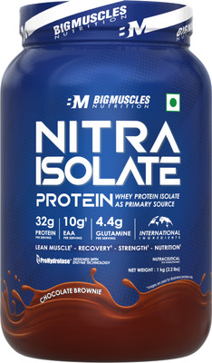 BIGMUSCLES NUTRITION Nitra Isolate | 32g Protein | 10g EAA | Whey Protein with ProHydrolase Enzyme | Whey Protein(1 kg, Chocolate Brownie)