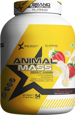 BIG ROCK NUTRITION Animal Mass Weight Gainer Powder for Men and Women Weight Gainers/Mass Gainers(3 kg, Strawberry & Banana)
