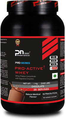Purobien Nutrition Pro Active Whey Protein Concentrate With Digestive Enzymes Whey Protein(1 kg, Chocolate)