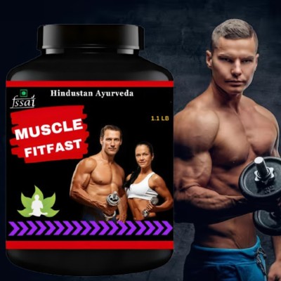 Hindustan Ayurveda Muscle Fit Fast |Advance High Protein | | High Whey Protein | Weight Gainers/Mass Gainers(500 g, Chocolate)