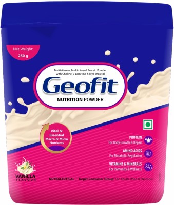 GEOFIT Protein Powder Vanilla Flavor Pack of 1 Protein Blends(250 g, Vanilla)