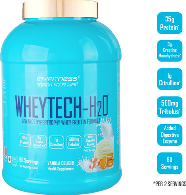 MYFITNESS Wheytech H2O |With Added Creatine, Tribulus, L-Citrulline, Digestive Enzymes Whey Protein(2 kg, Vanilla Delight)