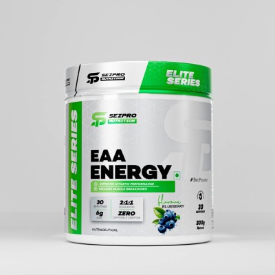 Sezpro Nutrition EAA Energy | 2500mg L-Leucine | 1250mg L-Isoleucine | 1250mg L-Valine EAA (Essential Amino Acids)(300 g, Blueberry)