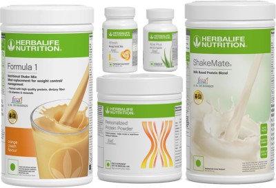 Herbalife Nutrition Formula -1, Shake Protein 200g Afresh Energy Drink Shakemate Aloe Plus Protein Shake(1.3 kg, Orange lemon)