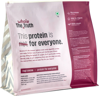 The Whole Truth Whey Protein Powder for Everyone|15g Protein/Scoop|Clean, Light, Easy to Digest Whey Protein(1 kg, Ragi Cocoa)