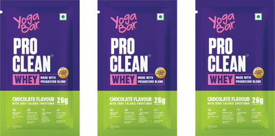 Yogabar Whey Protein Isolate + Concentrate|Chocolate 105g|26g Protein/Scoop|35g x 3 Whey Protein(105 g, Dark Chocolate Flavor)