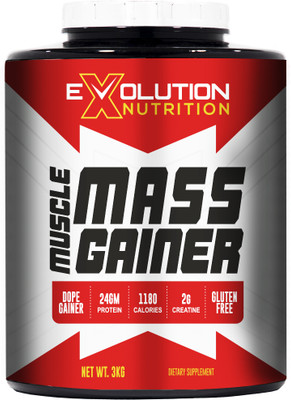 Evolution Nutrition Muscle Mass Gainer With High Calories 1180 (6.6Lbs Vanilla Creamy) Weight Gainers/Mass Gainers(3 kg, Vanilla Creamy)