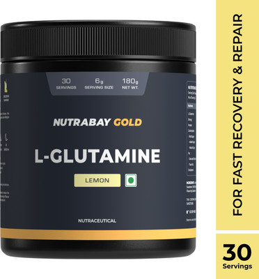 Nutrabay Gold L-Glutamine, Post Workout Amino Acid for Muscle Growth & Recovery BCAA(180 g, Lemon)