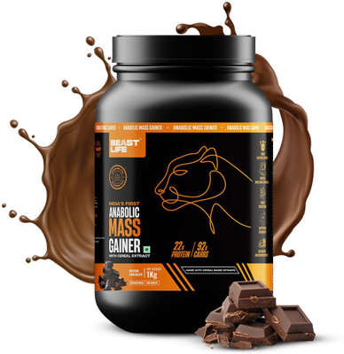 BeastLife High Rich Protein Gainer - No Maltodextrin Weight Gainers/Mass Gainers(1 kg, Belgian Chocolate)