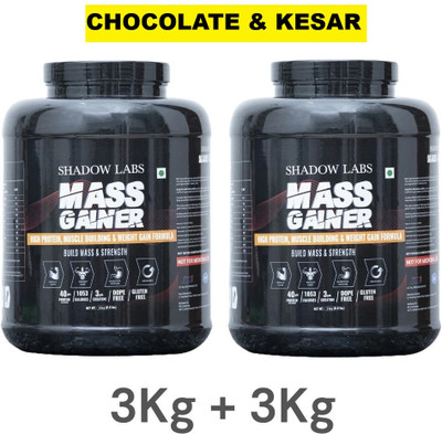 OREALFIT Shadow Labs Mass Gainer For Bulk Gaining Authentic Weight Gainers/Mass Gainers(6 kg, Chocolate & Kesar)