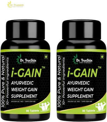 Dr.trueskin i-Gain Herbal Body Strength LongMax Tablets ++ 2Pcs Nutrition Bars(180 Capsules, Unflavored)