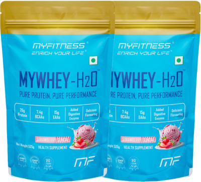 MYFITNESS Whey Protein Powder | Mywhey H2O Protein Supplement | 26g Protein Per Serving Whey Protein(525 g, 2 No, Strawberry Sundae)