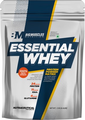 BIGMUSCLES NUTRITION Essential Whey Protein | 24g Protein with Digestive Enzymes, Vitamin & Minerals Whey Protein(2 kg, Chocolate Brownie)