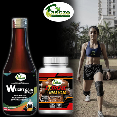 Fasczo Extreme Weight Gain Capsule [30] & Weight Gain Syrup Combo Pack For Xtra Protein Weight Gainers/Mass Gainers(200 ml, No Flavour)