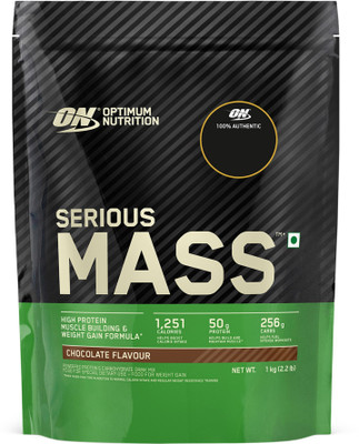 Optimum Nutrition (ON) Serious High Protein with Vitamins and Minerals Weight Gainers/Mass Gainers(1 kg, Chocolate)