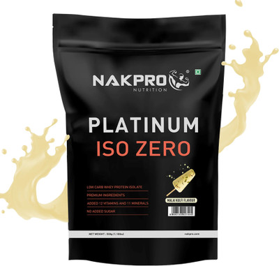 Nakpro Platinum ISO Zero | Whey Protein Isolate Supplement Powder with Easy Digesting Whey Protein(500 g, Malai Kulfi)