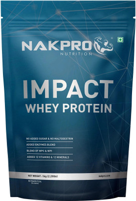 Nakpro Impact Whey Protein Isolate & Concentrate, 24g Protein, Trustified Certified Whey Protein(1 kg, Double Rich Chocolate)