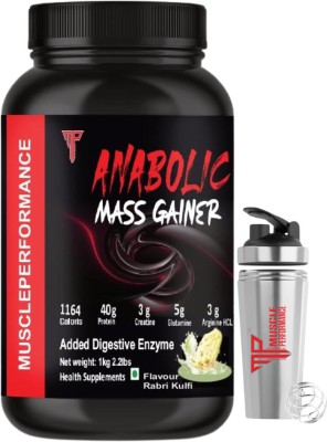 Muscle Performance Anabolic Mass Gainer With Steel Shaker 40g Protein, Added Vitamins Weight Gainers/Mass Gainers(1 kg, Rabri Kulfi)