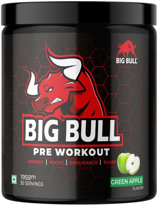 Big Bull Pre-Workout Supplement Drink | Lean Muscles Strength Building Protein Shake(195 g, Green Apple)