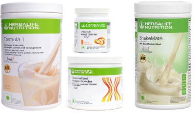 Herbalife Nutrition FOMULA-1 SHAKE VANILLA+PROTEIN POWDER -200GM+AFRESH -PEACH-+SHAKE MATE Protein Shake(1.25 kg, VANILLA-500, AFRESH -PEACH- 50, PROTEIN POWDER - 200, SHAKE MATE -500)