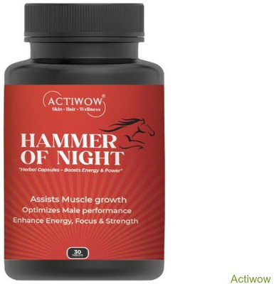ACTIWOW Hammer Of Night Men’s Stamina and Mood Booster Plant-Based Protein(30 Capsules, No Flavor)