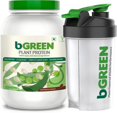 bGreen by HealthKart Vegan Plant Protein Powder, 25 g Protein with Shaker Plant-Based Protein(1 kg, Café Mocha)