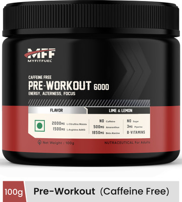 MyFitFuel Pre-Workout 6000 Caffeine Free (5.35g Aminos+8 More Energy, Focus) 100gLimeLemon BCAA(100 g, Lime & Lemon)