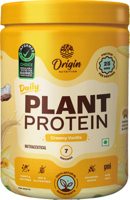 Origin Nutrition NaturalProtein with 25g/Serving, Muscle Gain and Recovery ,Third-Party Certified Plant-Based Protein(274 g, Creamy Vanilla)