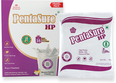 PentaSure HP High Protein Powder Travel Pack Improve Muscle Strength(3 x 30gm) Whey Protein(90 g, Banana Vanilla)